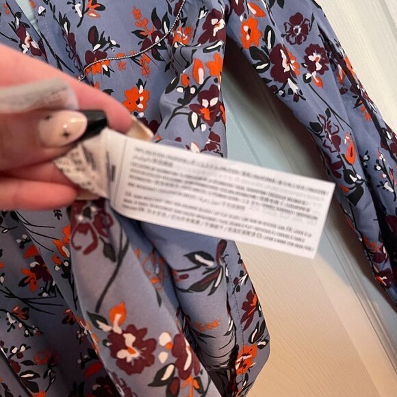 Abercrombie & Fitch Womens Blue Floral Open Sleeve Keyhole Bohemian Blouse XS - Picture 9 of 10